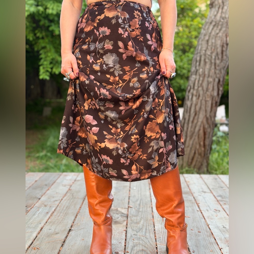 Liz Claiborne Floral Cotton Midi Skirt